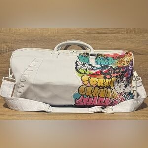 SPRAYGROUND Rare Half Graff Duffle Bag White Graffiti D4261 Strap Discontinued